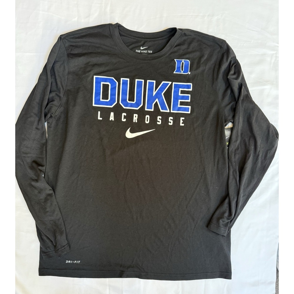 Duke Blue Devils Lacrosse Nike Legend Tee Shirt Long Sleeve Mens L Black NWT
